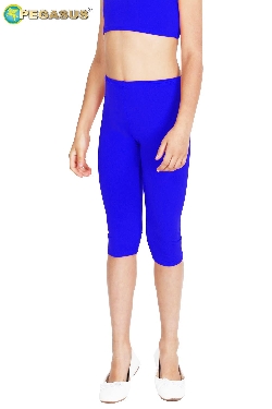 LEGGINS DANZA LYCRA TRE QUARTI BLU BAMBINA